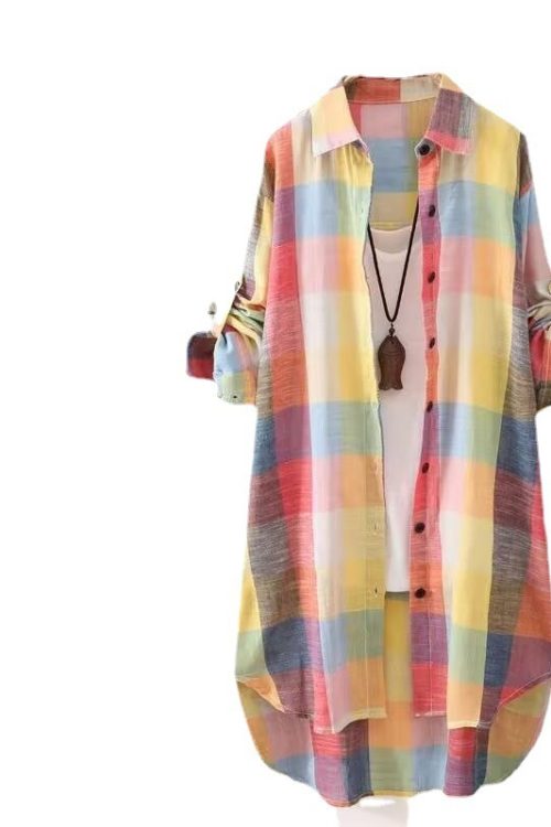 Sunscreen shirt women’s medium length plaid shirt women’s casual coat