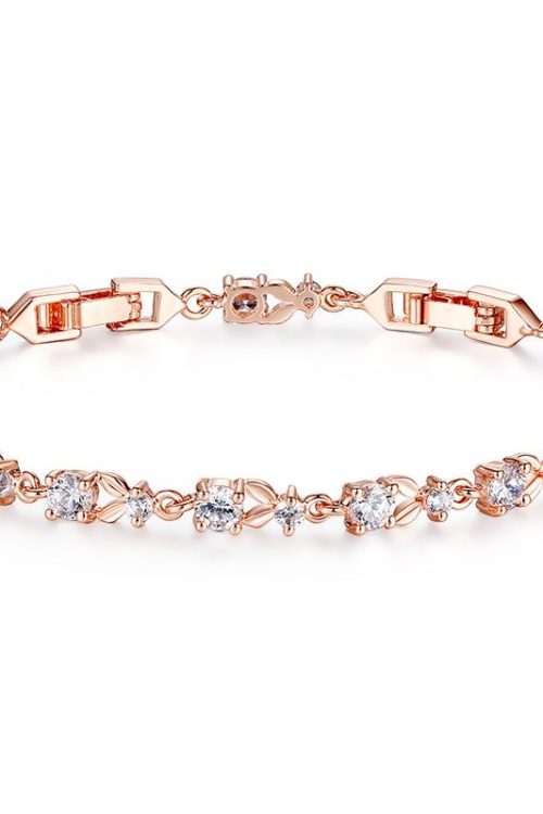 BAMOER Chain Link Bracelet Shining AAA Cubic Zircon Crystal Jewelry JIB013