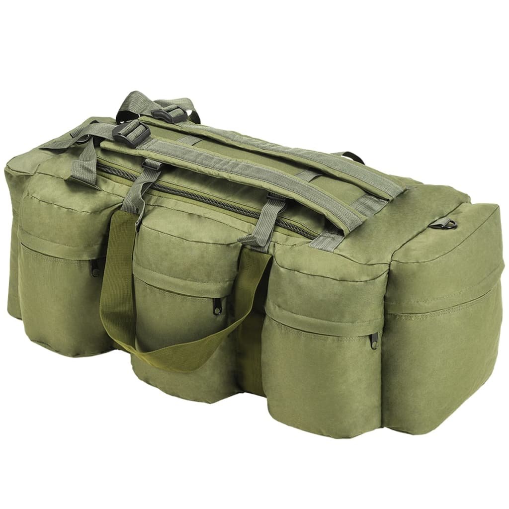 vidaXL Sac de sport style militaire 3-en-1 90 L Vert olive