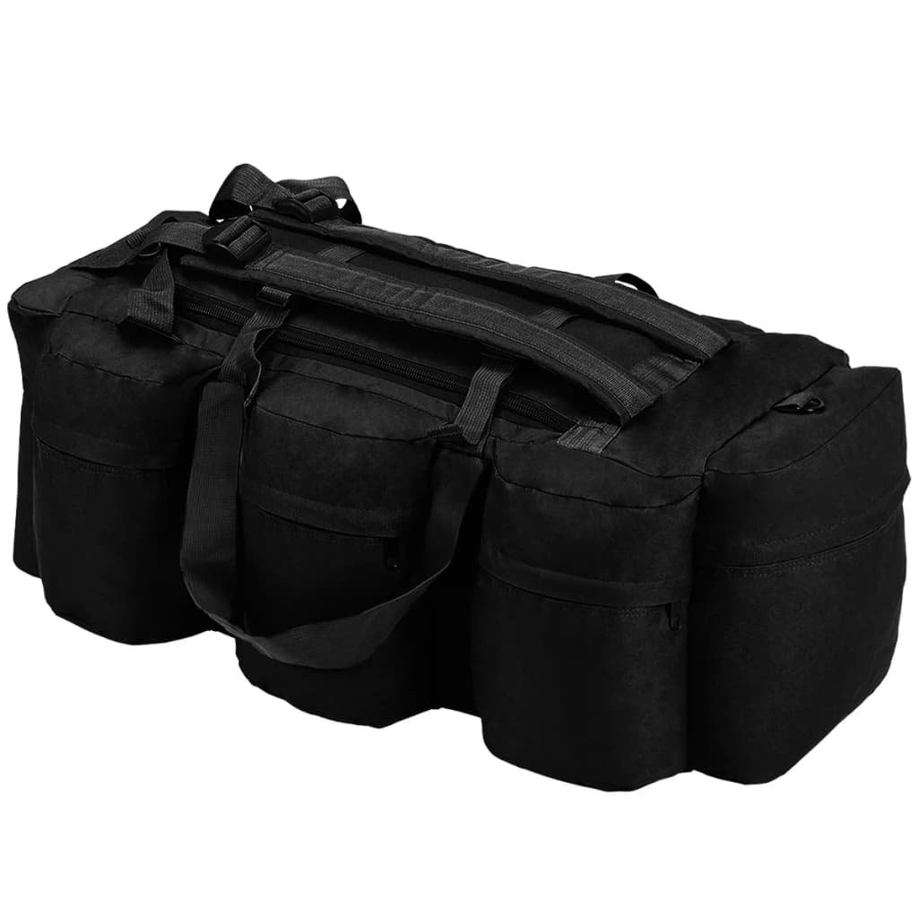 vidaXL Sac de sport en style militaire 3-en-1 90 L Noir