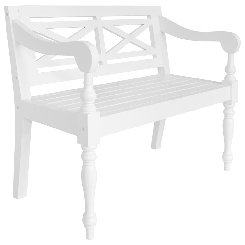 vidaXL Banc Batavia 98 cm Bois d’acajou massif Blanc