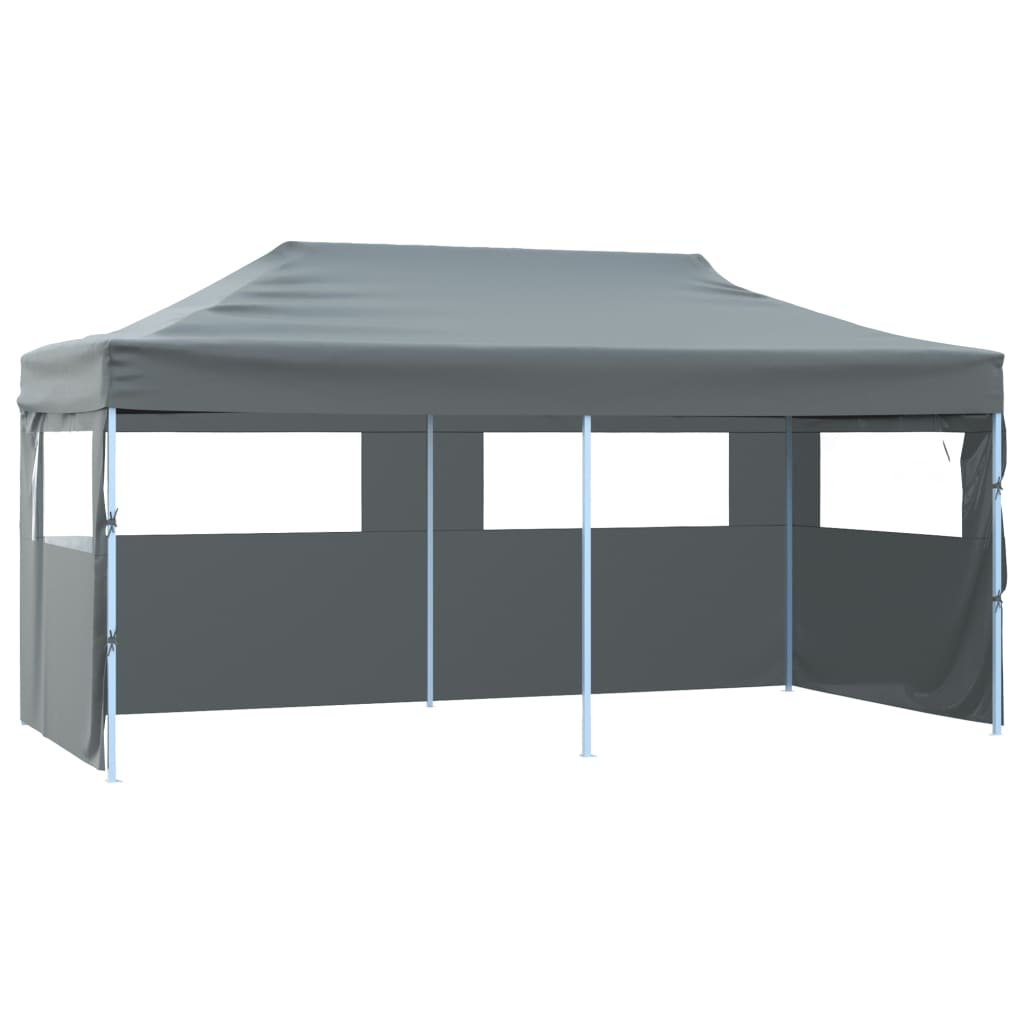 vidaXL Tente de réception pliable avec parois 3 x 6 m Anthracite