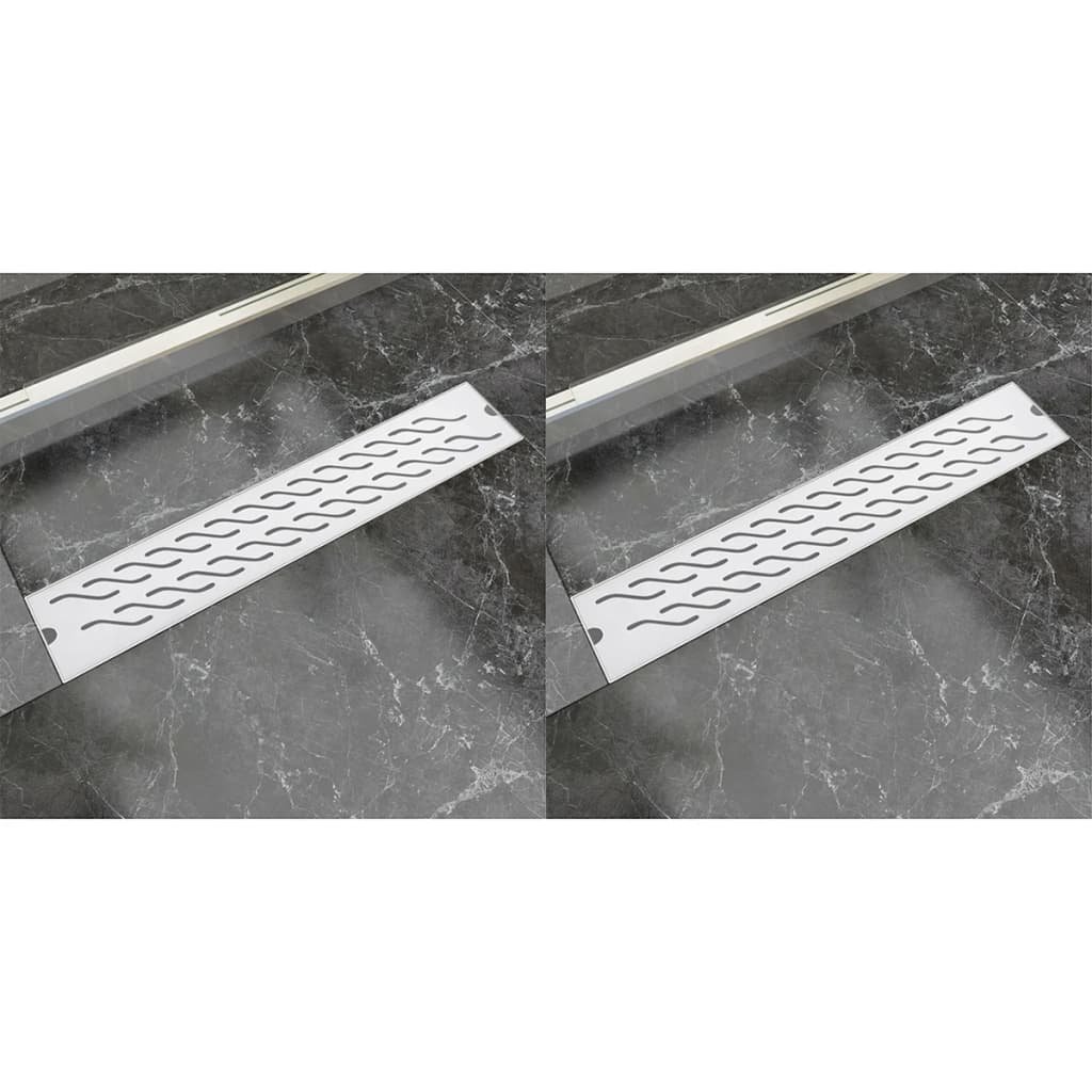 vidaXL Drain de douche linéaire 2 pcs 630 x 140 mm Acier inoxydable