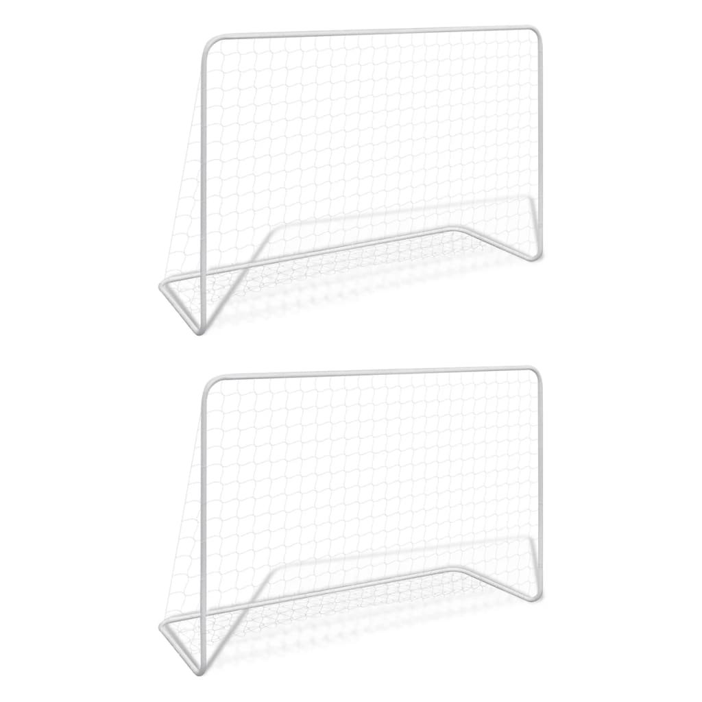 vidaXL Buts de football 2 pcs avec filets 182x61x122 cm Acier Blanc