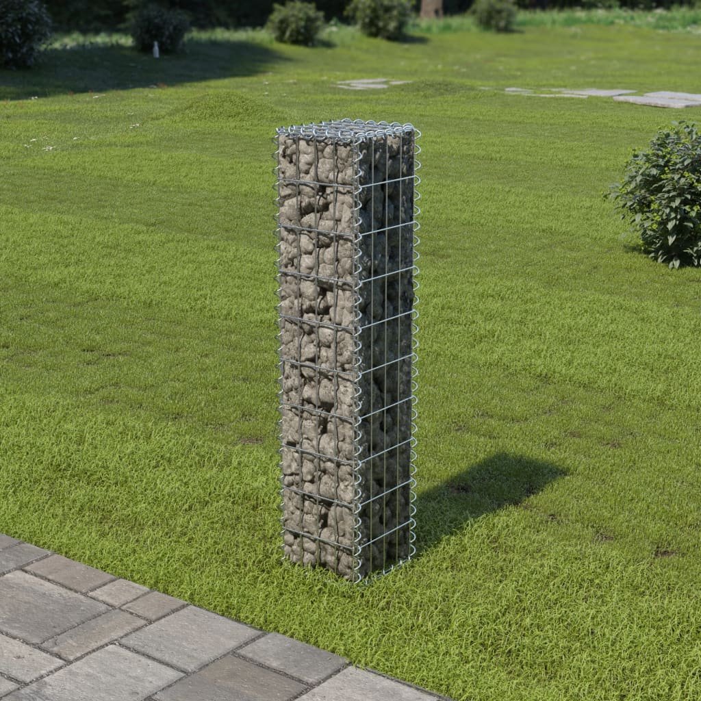 vidaXL Mur à gabion avec couvercles Acier galvanisé 20 x 20 x 100 cm