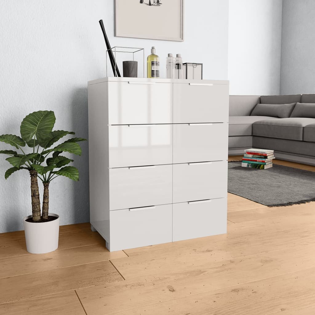 vidaXL Buffet Blanc brillant 60x35x80 cm Bois d’ingénierie