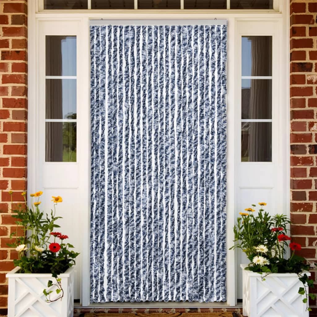 vidaXL Moustiquaire Bleu blanc et argenté 100×220 cm Chenille