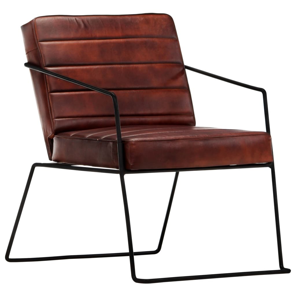 vidaXL Fauteuil Marron foncé Cuir véritable