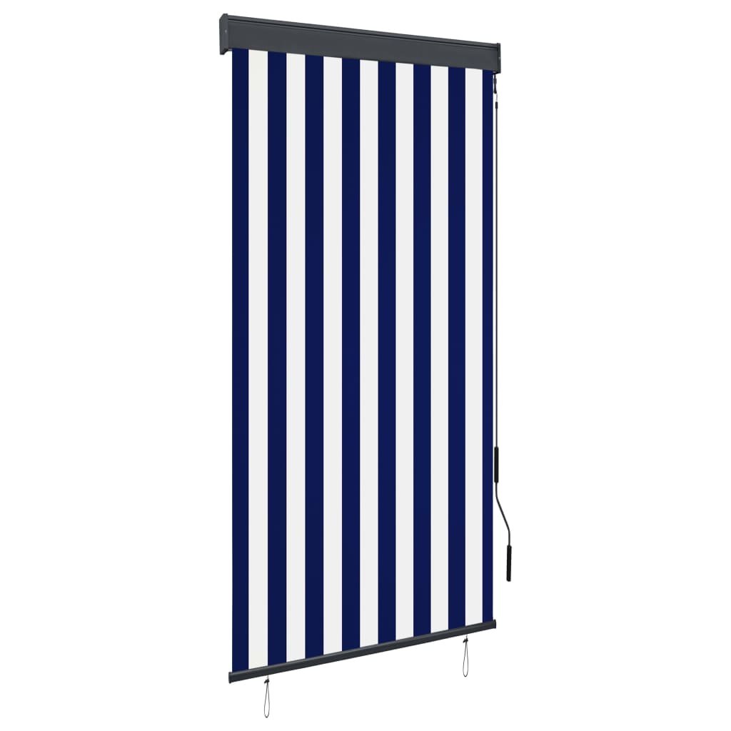 vidaXL Store roulant d’extérieur 80×250 cm Bleu et blanc