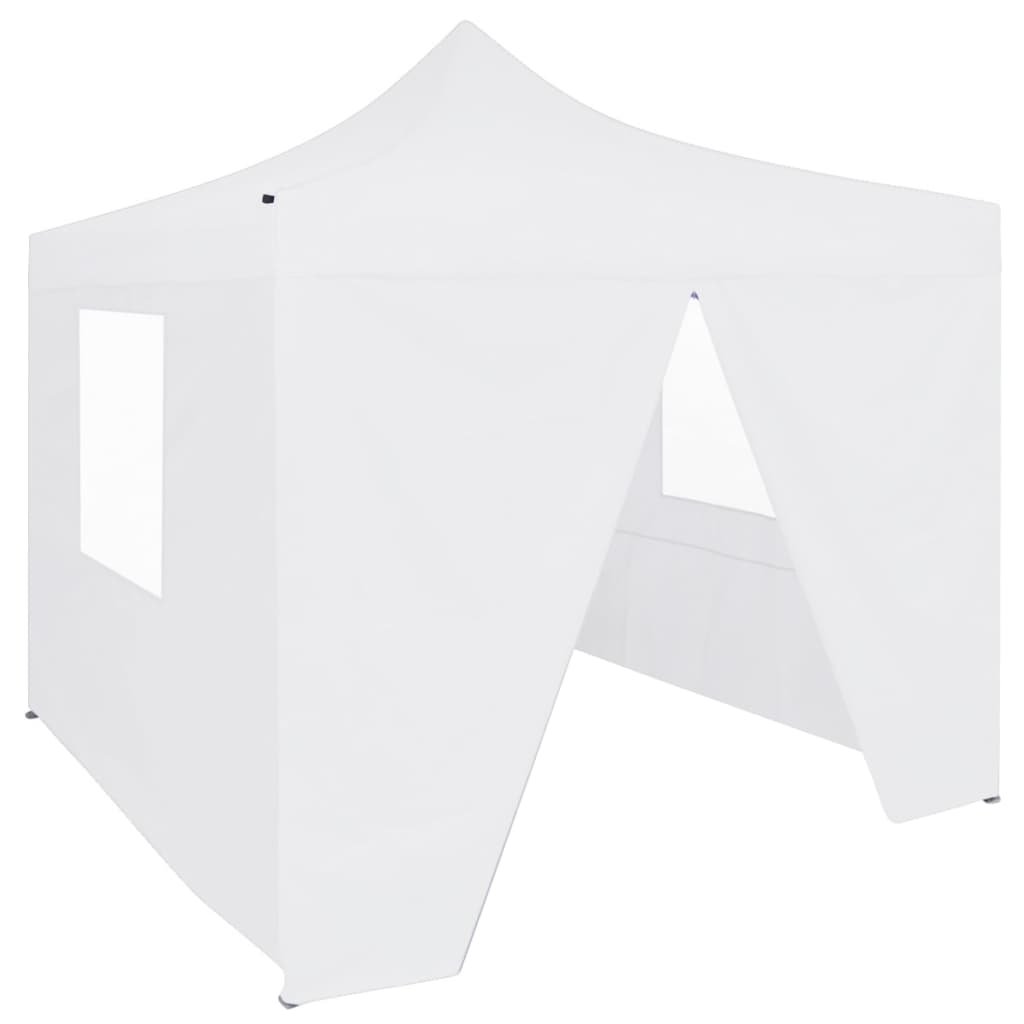 vidaXL Tente de réception pliable avec 4 parois 3×3 m Acier Blanc