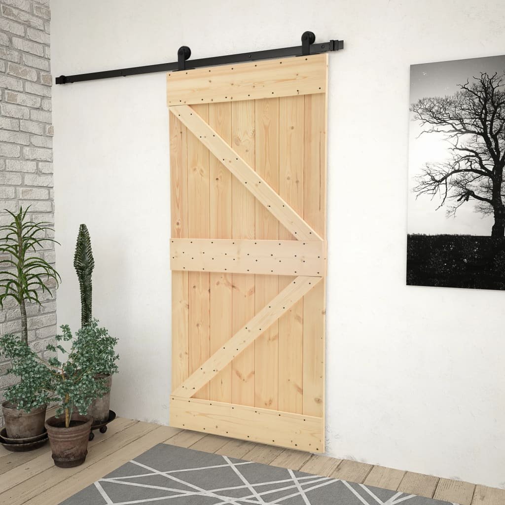 vidaXL Porte coulissante avec kit de quincaillerie 80x210cm Pin massif