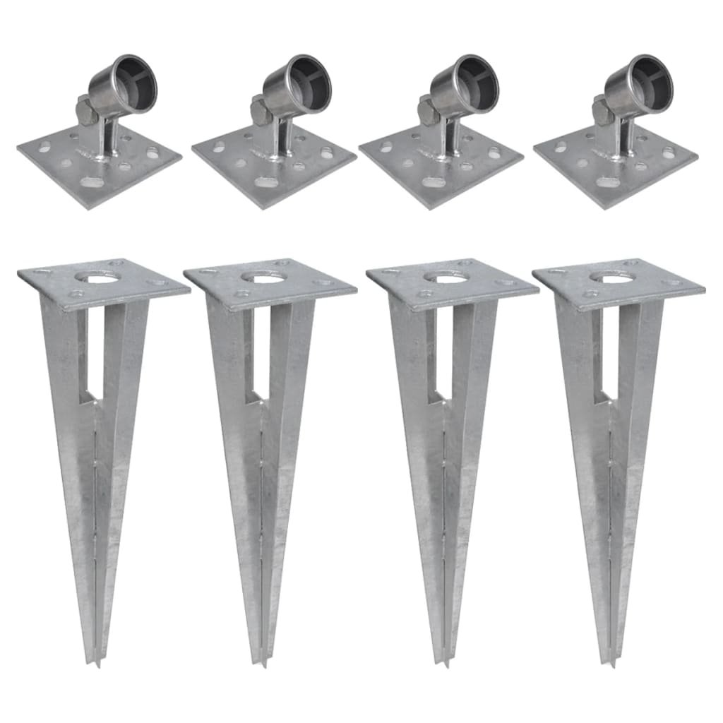 vidaXL Piquets de poteau d’appui 4 pcs Acier