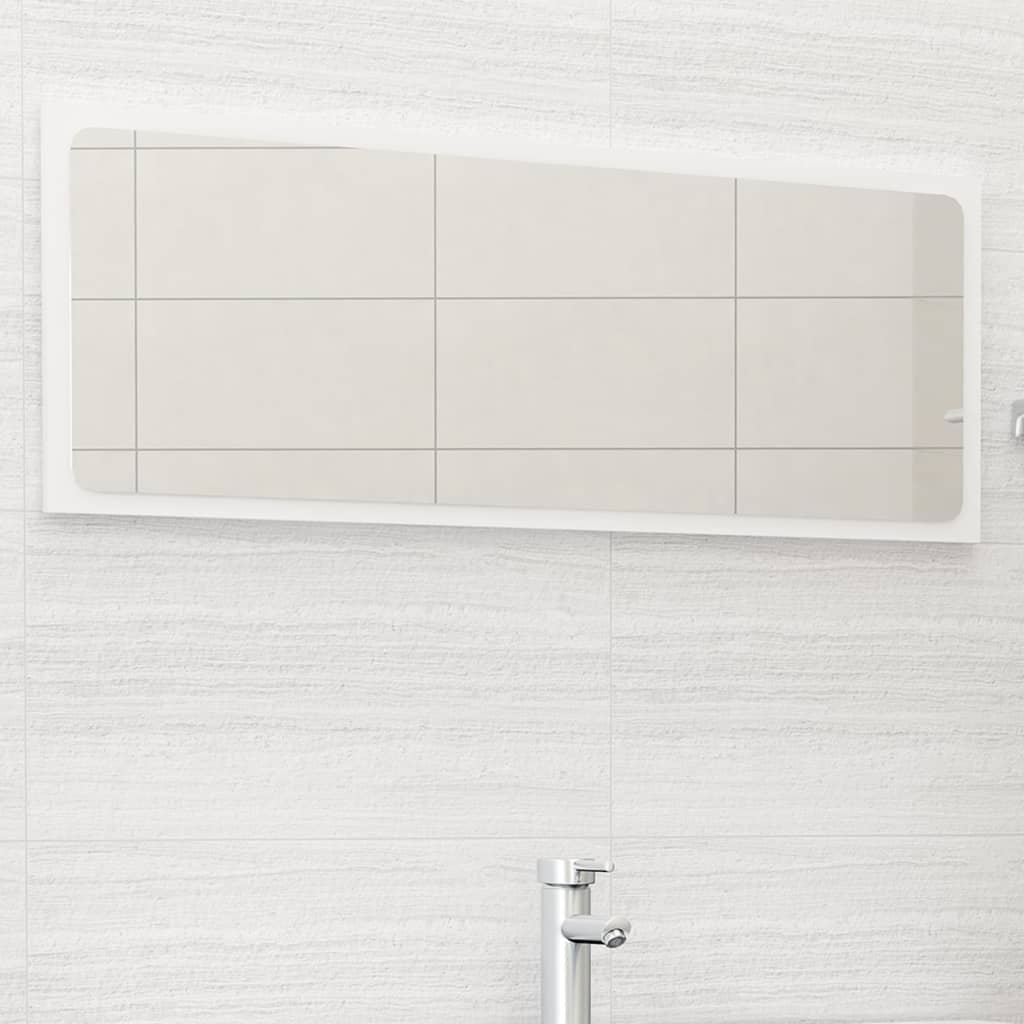 vidaXL Miroir de salle de bain Blanc brillant Bois d’ingénierie