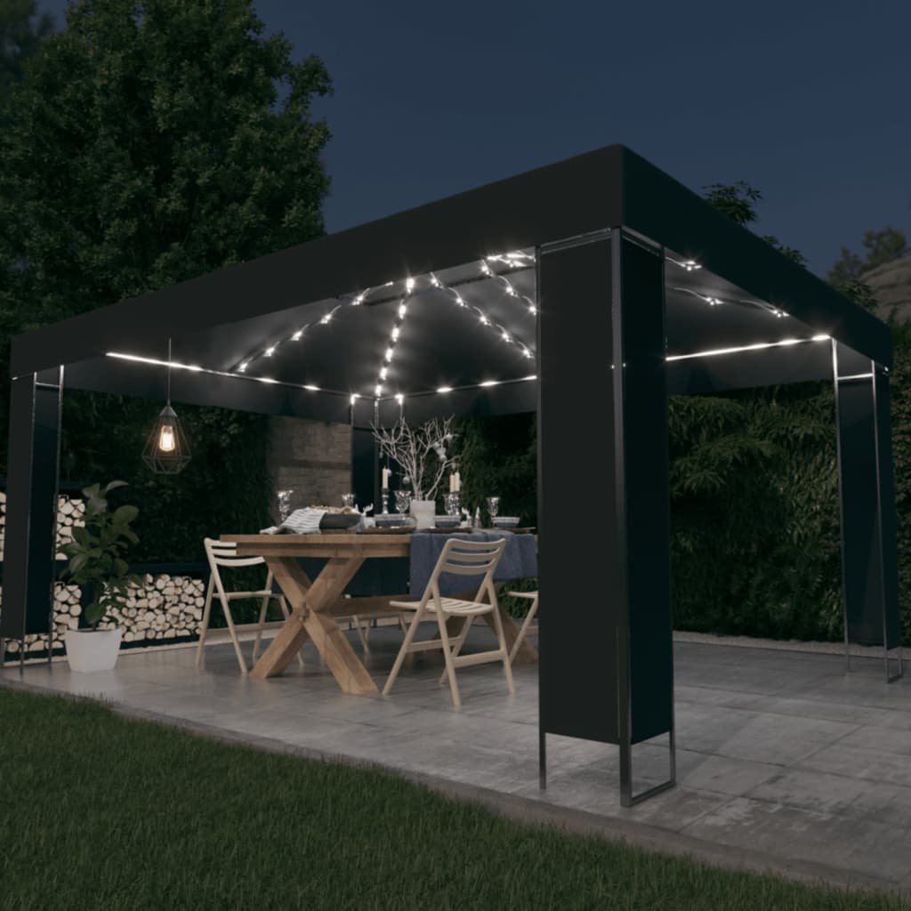 vidaXL Tonnelle avec guirlande lumineuse à LED 3×4 m Anthracite