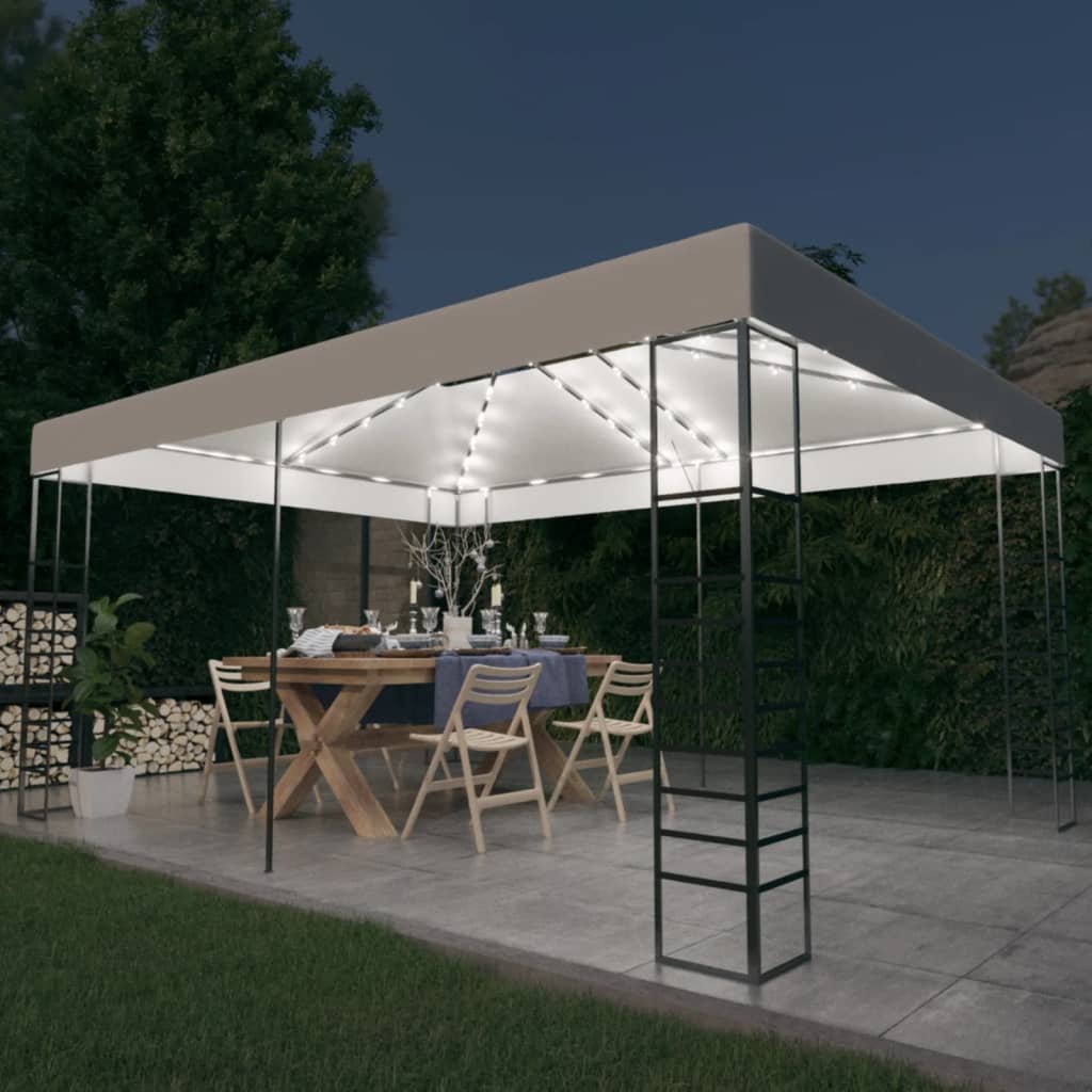 vidaXL Tonnelle avec guirlande lumineuse à LED 4x3x2,7 m Blanc