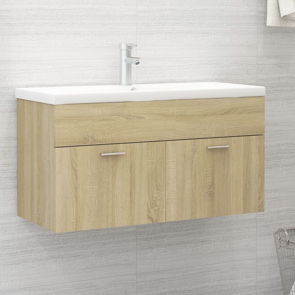 vidaXL Armoire d’évier et lavabo intégré Chêne sonoma Bois ingénierie