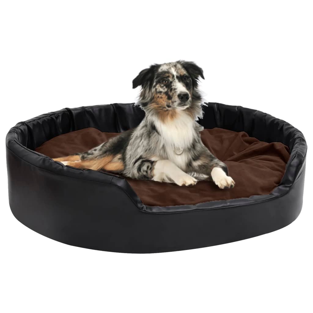 vidaXL Lit pour chiens Noir et marron 99x89x21 cm Peluche et similicuir