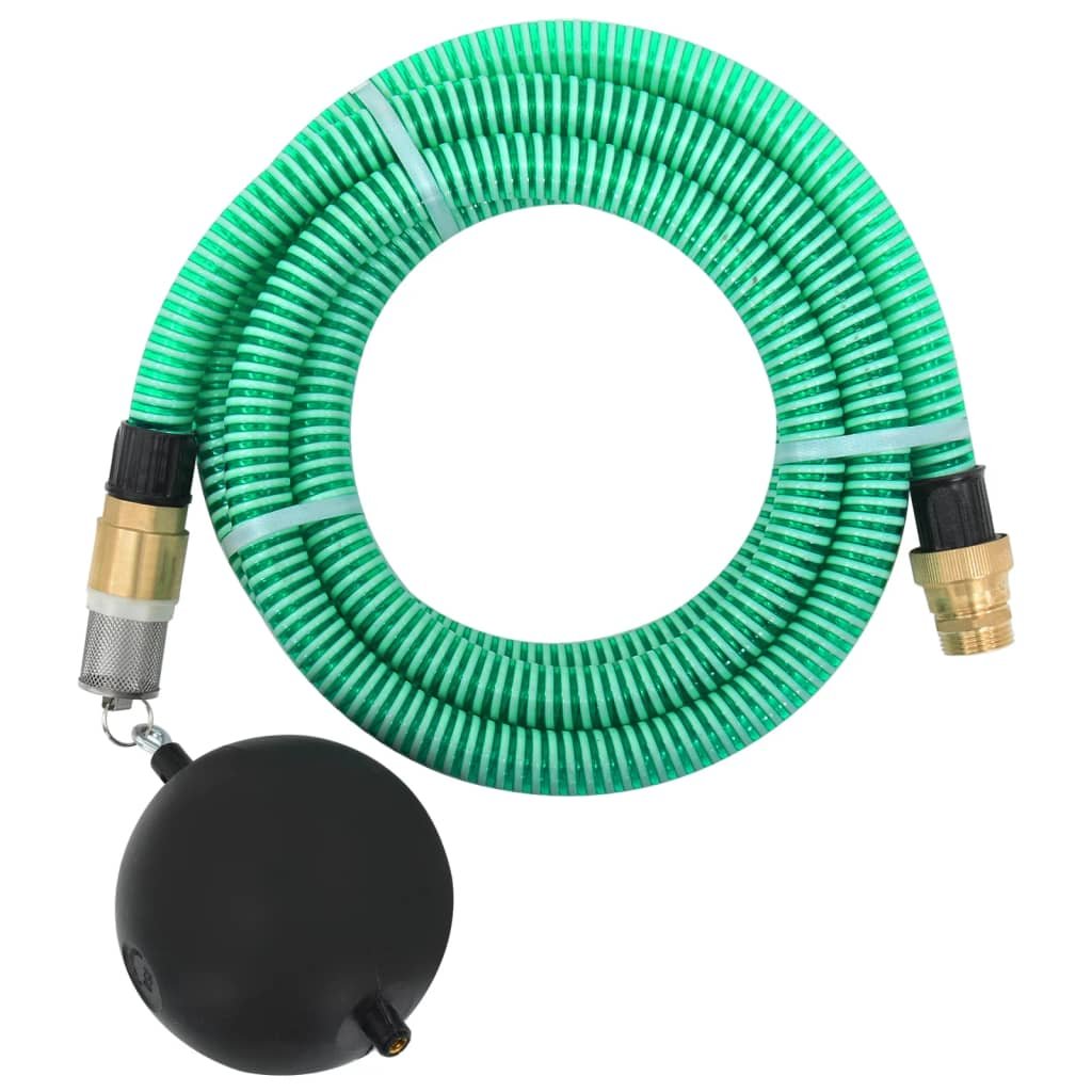 vidaXL Tuyau d’aspiration avec raccords en laiton vert 1,1″ 20 m PVC