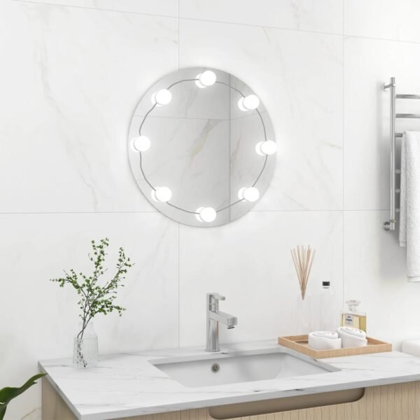 vidaXL Miroir mural avec lampes LED Rond Verre