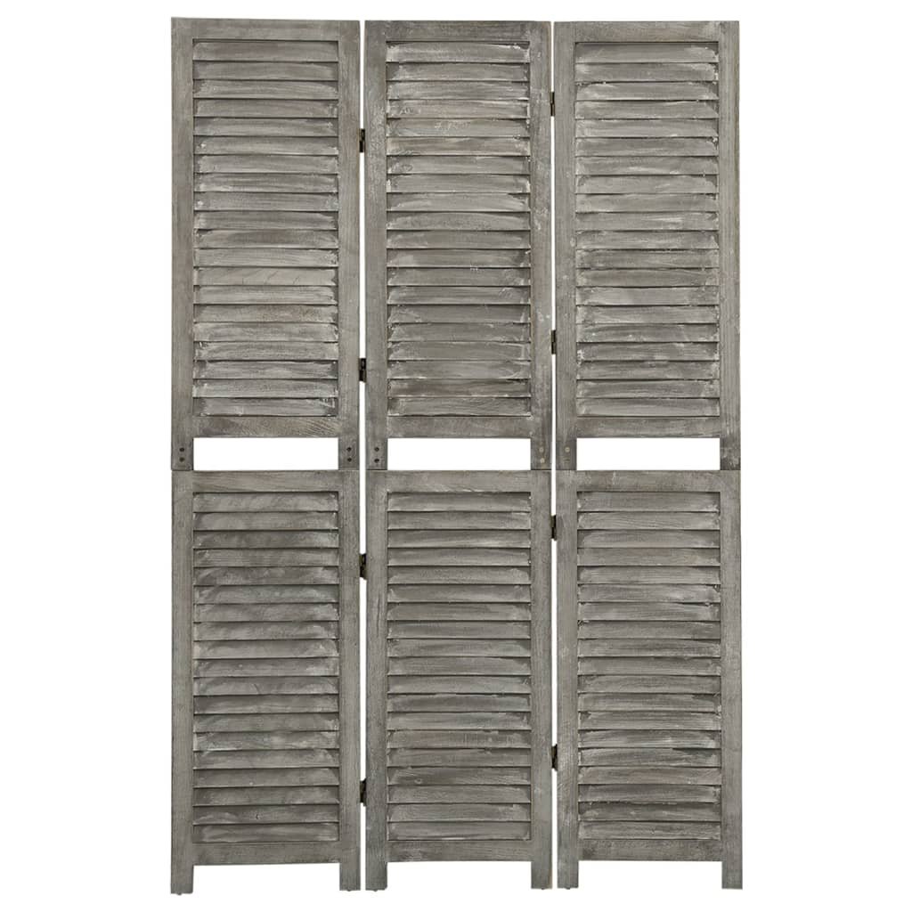 vidaXL Cloison de séparation 3 panneaux Gris 106,5×166 cm Bois solide