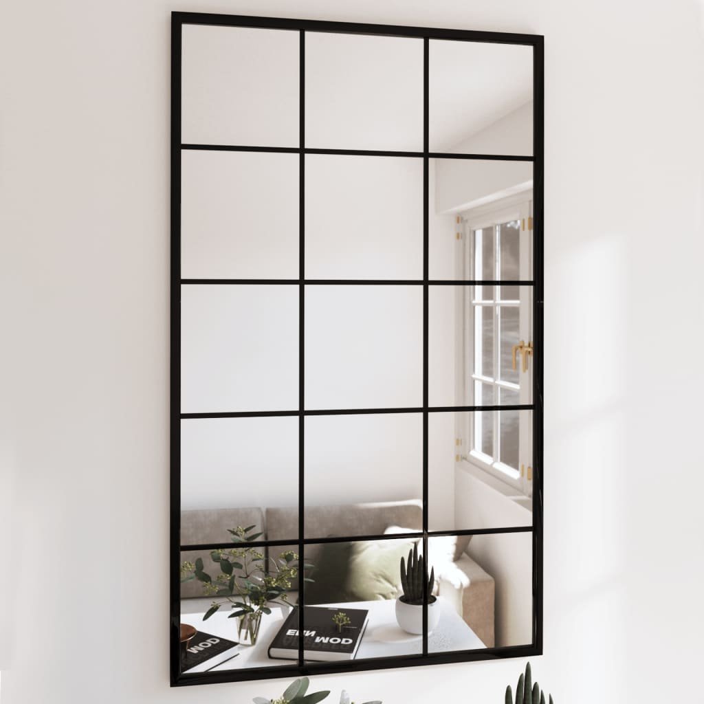 vidaXL Miroir mural noir 100×60 cm métal