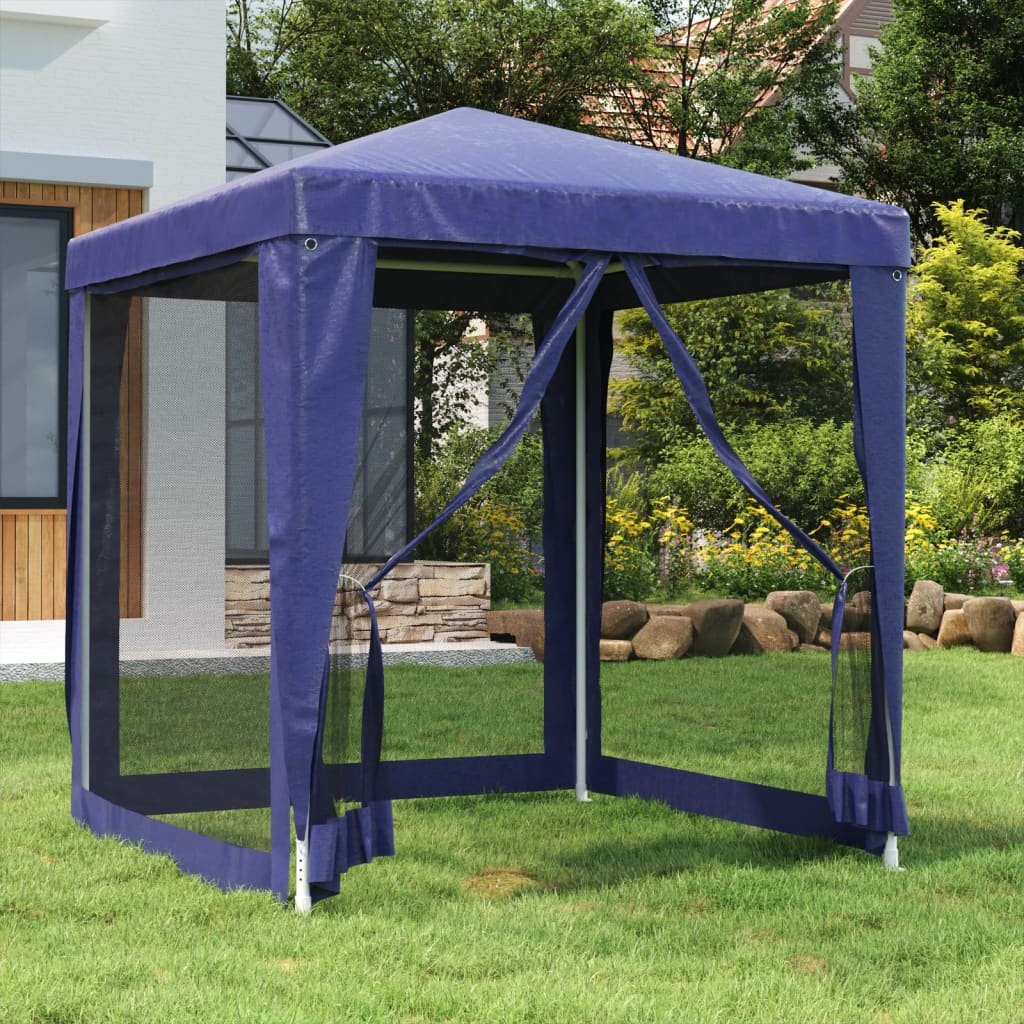 vidaXL Tente de fête avec 4 parois latérales en maille Bleu 2×2 m PEHD