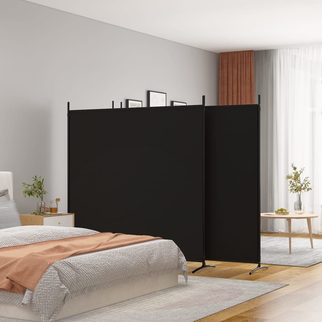 vidaXL Cloison de séparation 4 panneaux Noir 698×180 cm Tissu