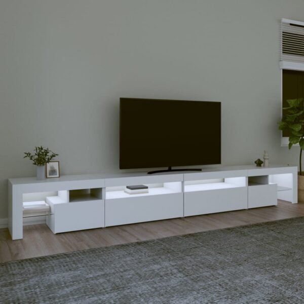 vidaXL Meuble TV avec lumières LED Blanc 290x36