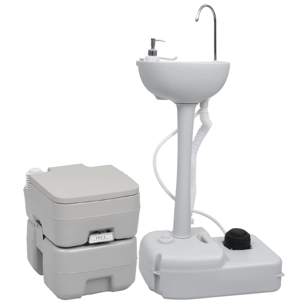 vidaXL Ensemble de toilette et support de lavage des mains de camping