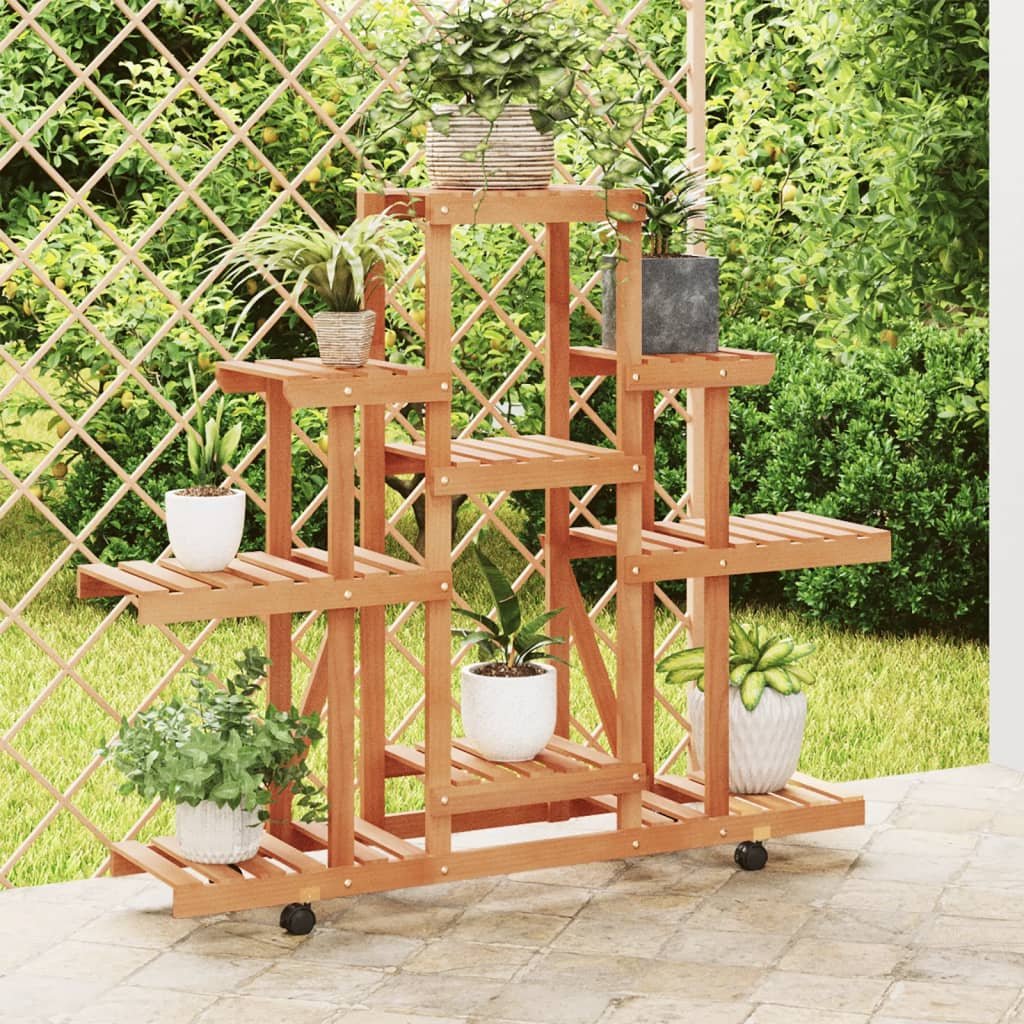 vidaXL Support à fleurs avec roues 110x25x101 cm bois massif de sapin