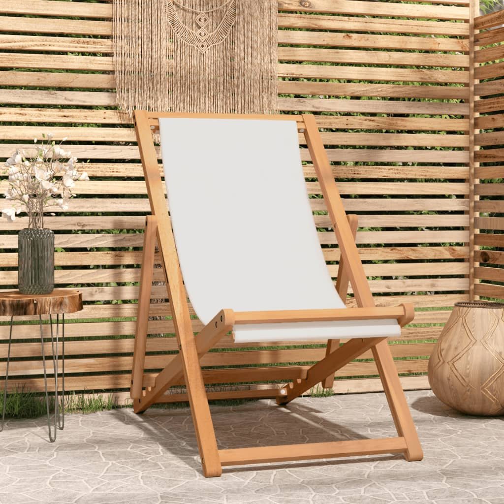 vidaXL Chaise de terrasse Teck 56x105x96 cm Couleur crème