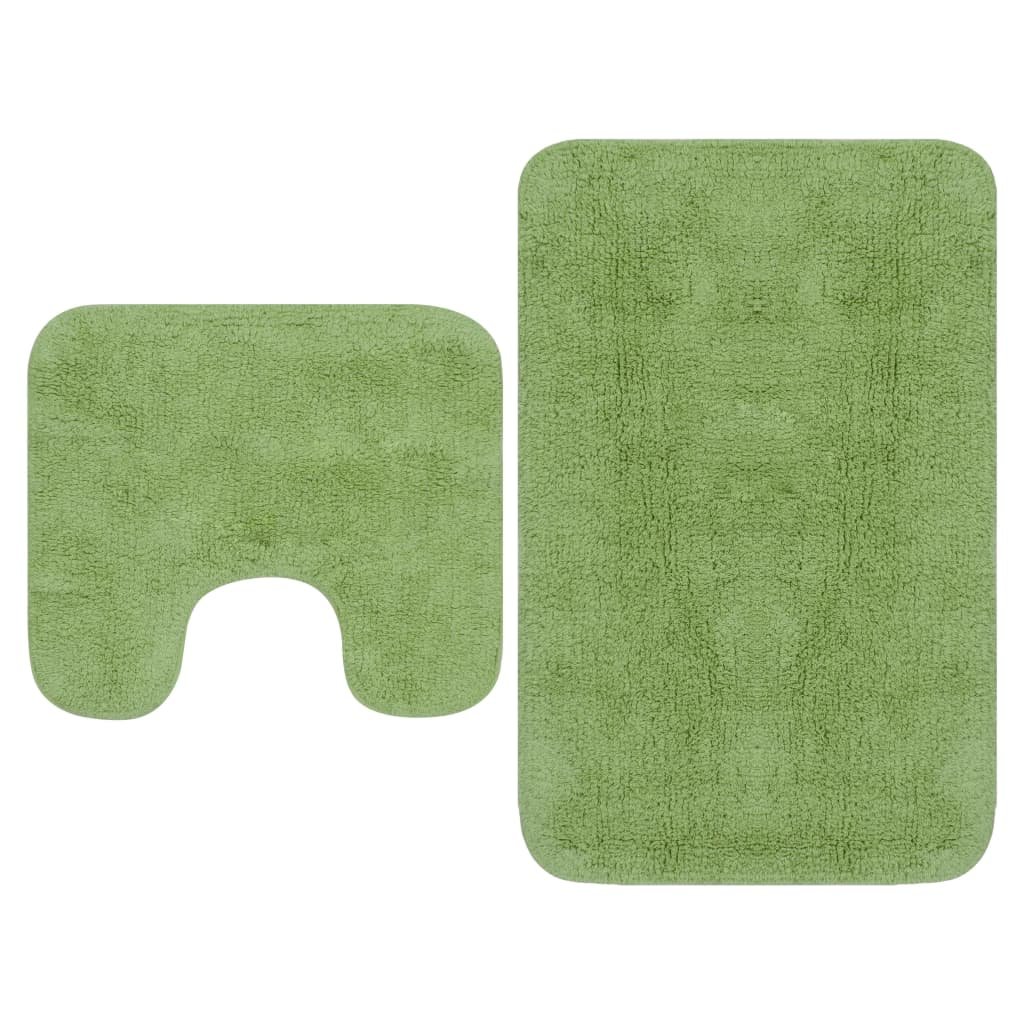 vidaXL Jeu de tapis de salle de bain 3 pcs Tissu Vert