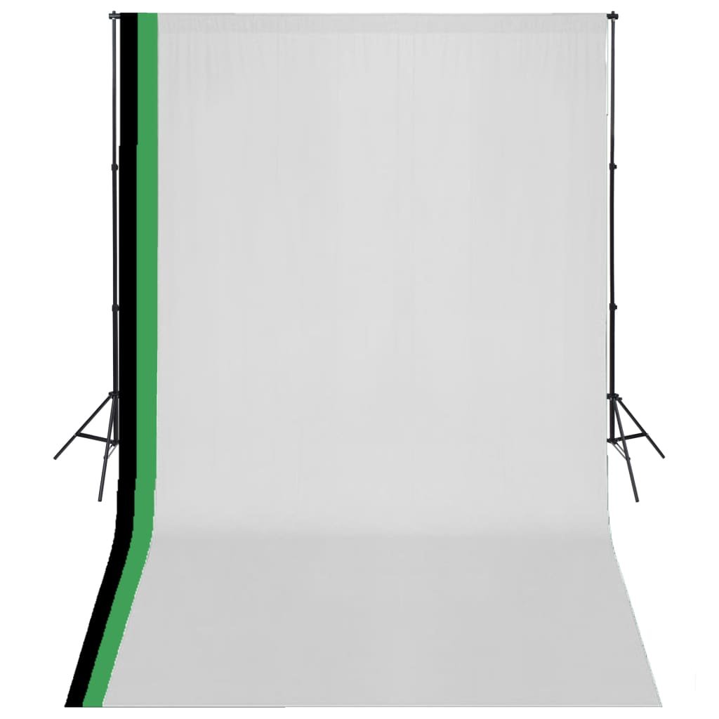 vidaXL Kit de studio photo et 3 toiles de fond réglables Coton 3×5 m