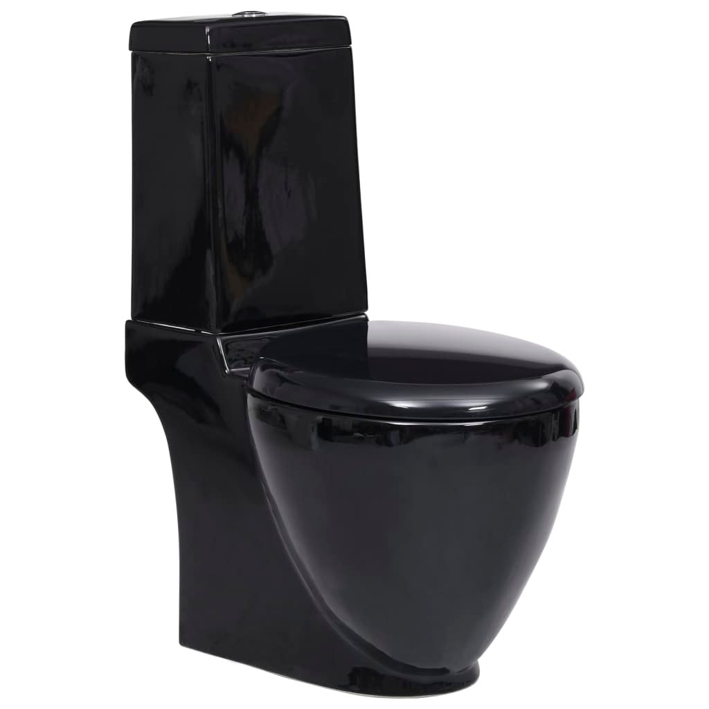 vidaXL Toilette en céramique écoulement d’eau à l’arrière noir