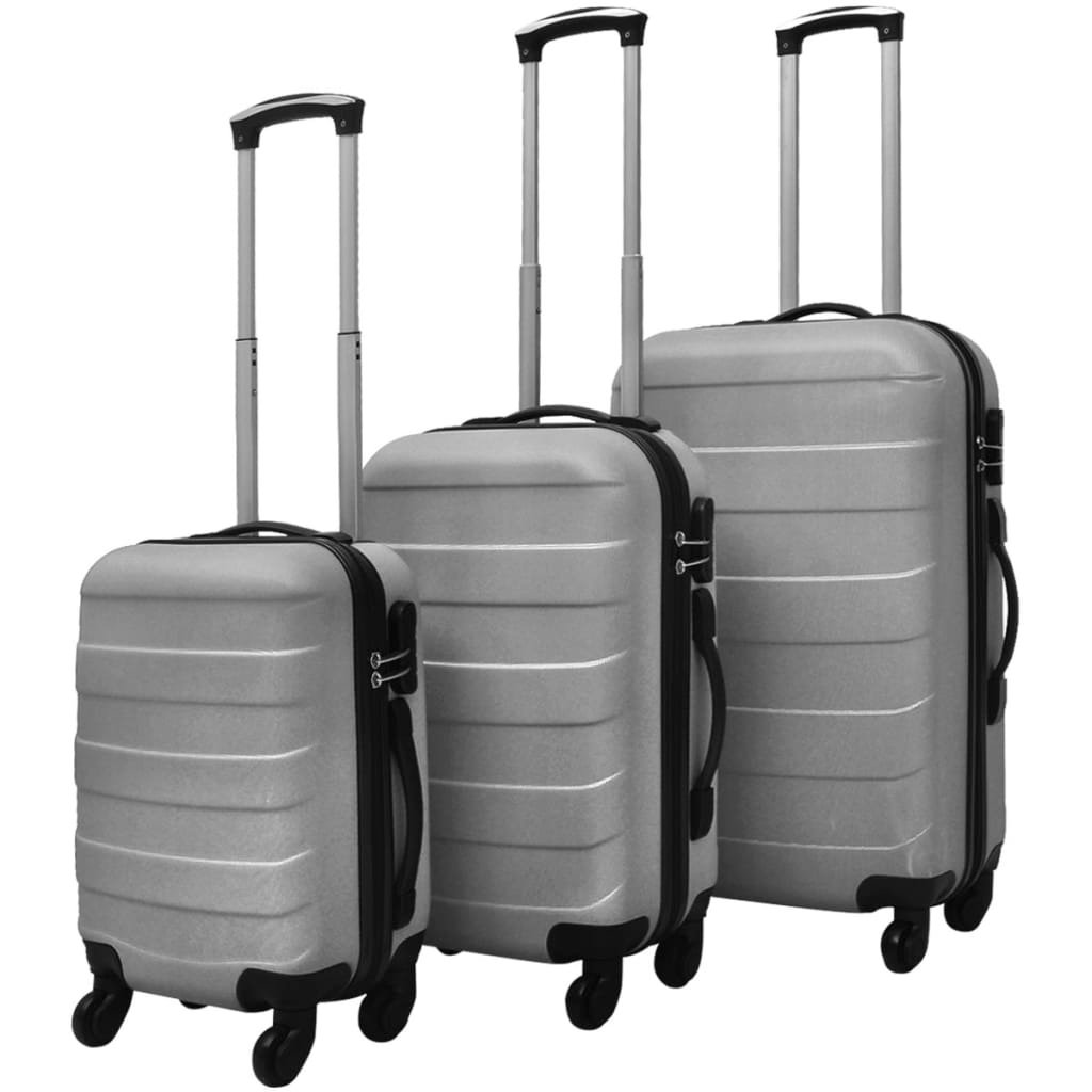 vidaXL Jeu de valises rigides 3 pièces Argenté 45,5/55/66 cm