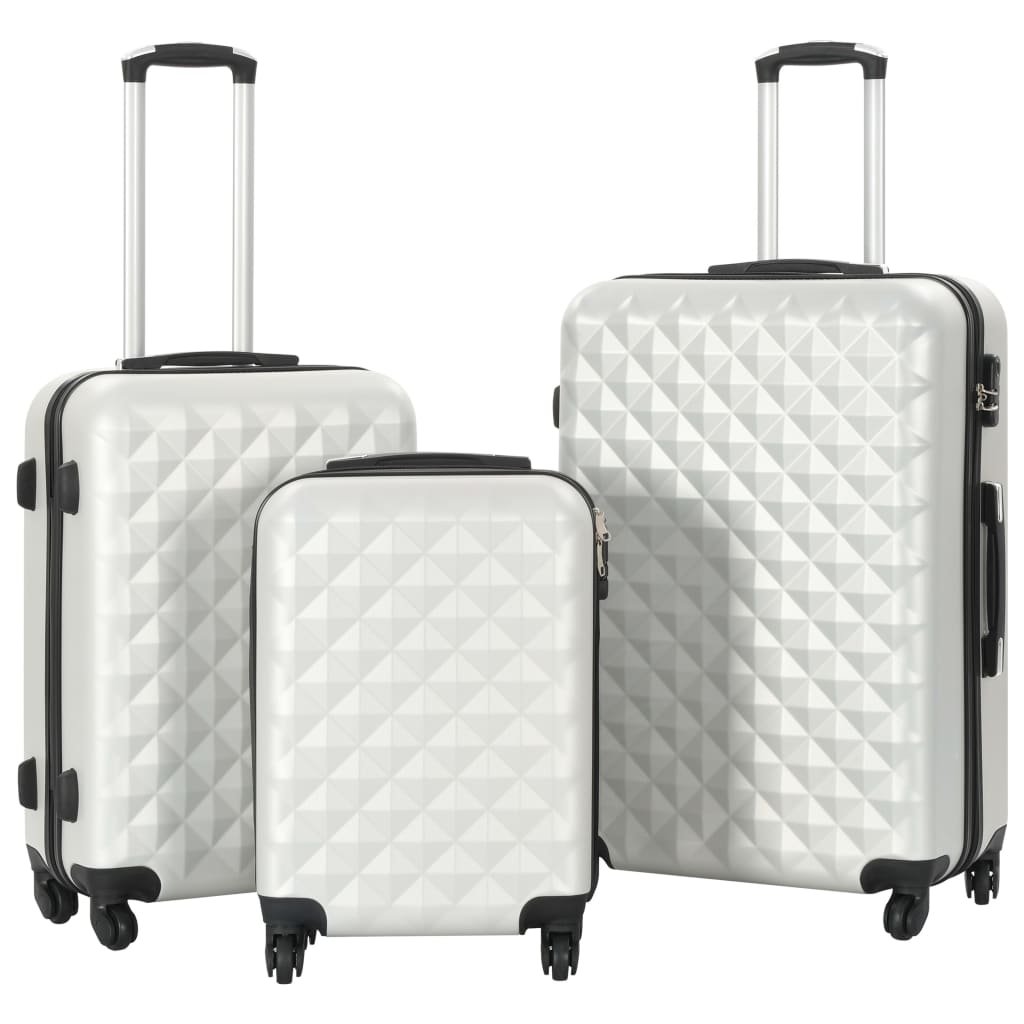 vidaXL Valise rigide 3 pcs Argenté brillant ABS