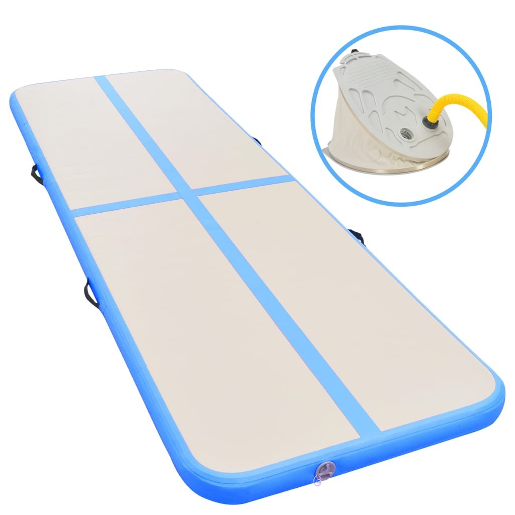 vidaXL Tapis gonflable de gymnastique avec pompe 400x100x10cm PVC Bleu