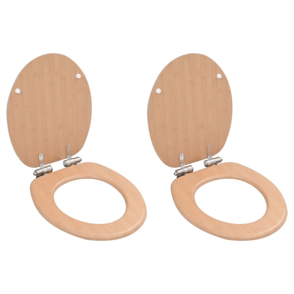 vidaXL 2 pcs Sièges WC MDF et couvercle à fermeture en douceur Bambou