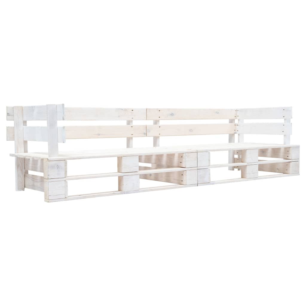 vidaXL Canapé de jardin palette 2 places blanc bois