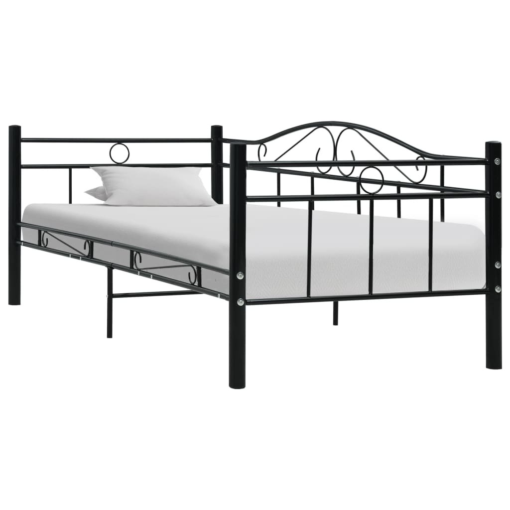 vidaXL Cadre de lit de repos sans matelas Noir Métal 90x200cm