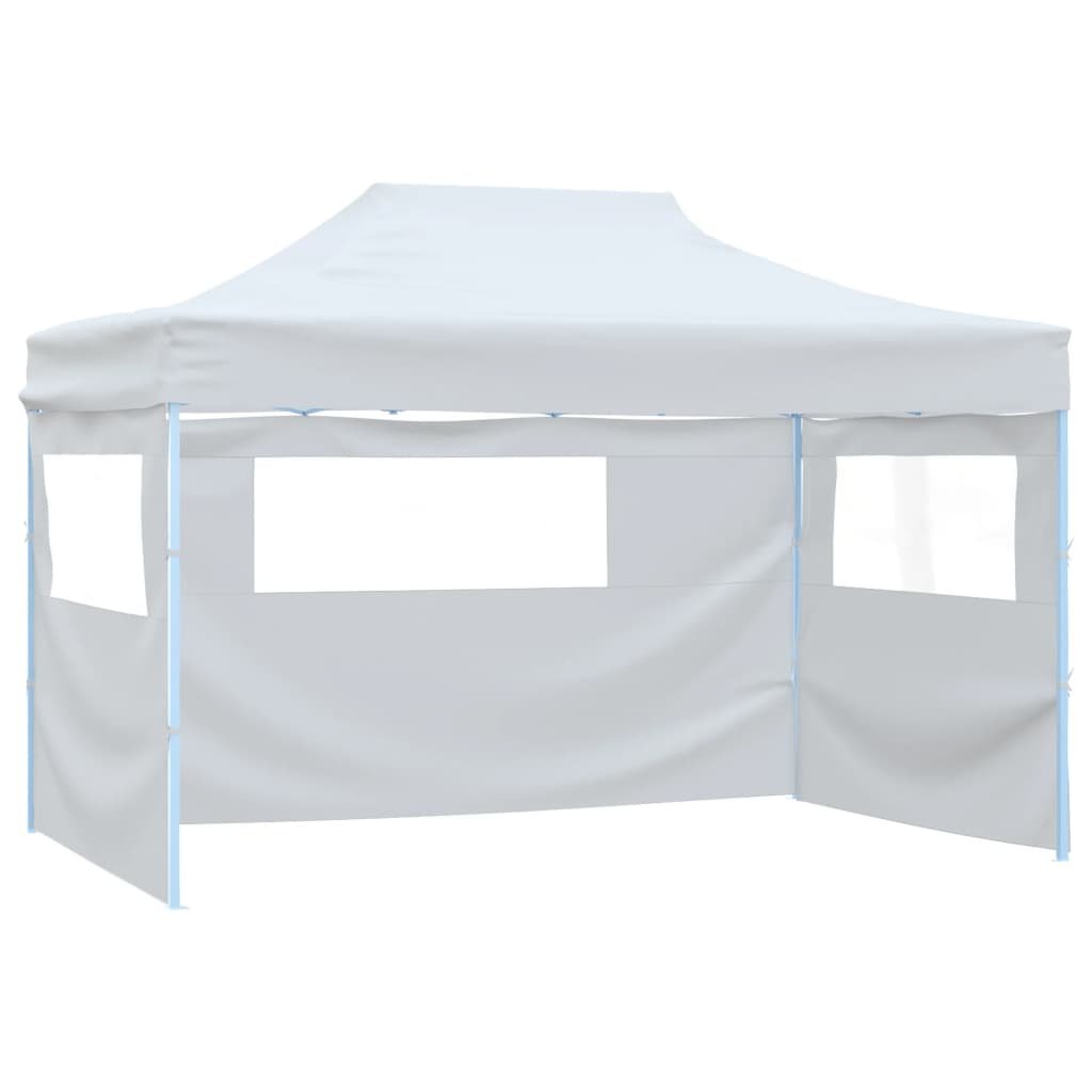 vidaXL Tente pliable de réception avec 3 parois 3 x 4,5 m Blanc