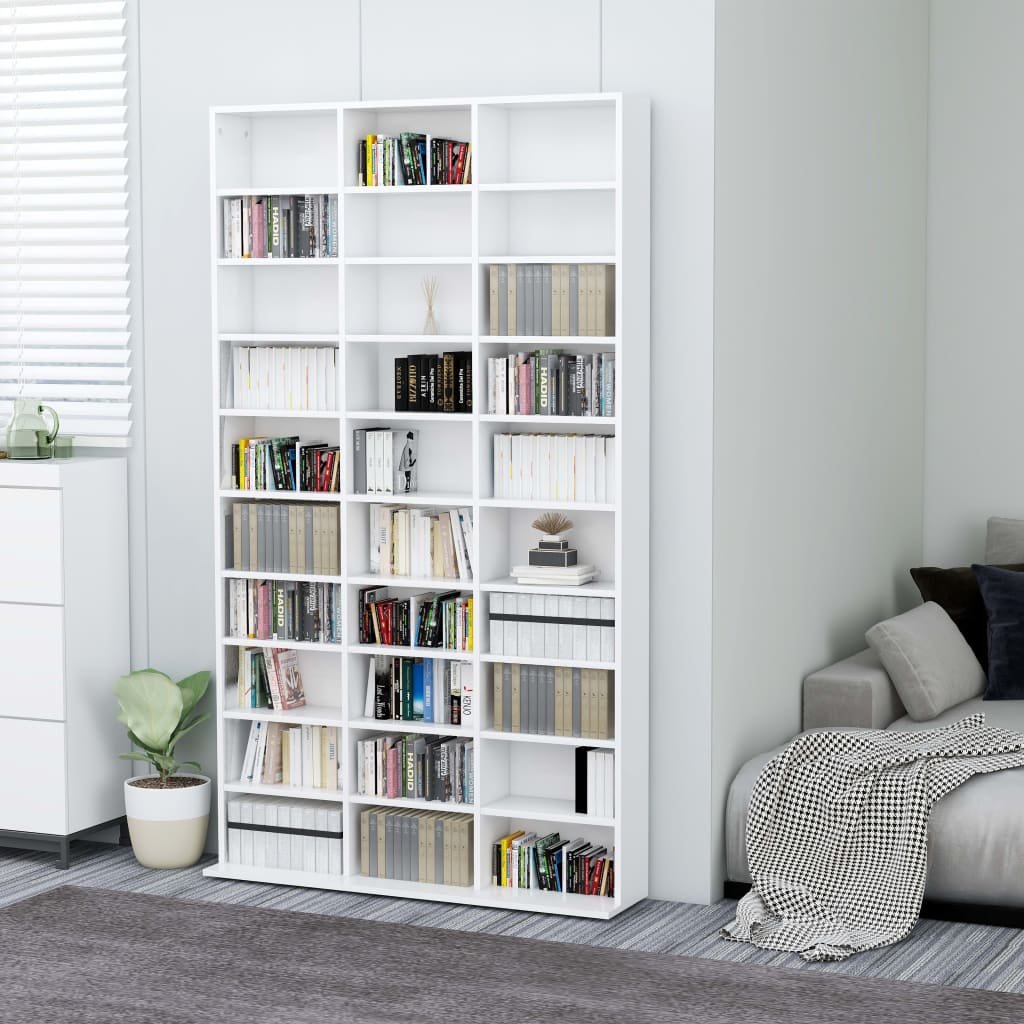 vidaXL Armoire à CD Blanc 102x16x177,5 cm Bois d’ingénierie