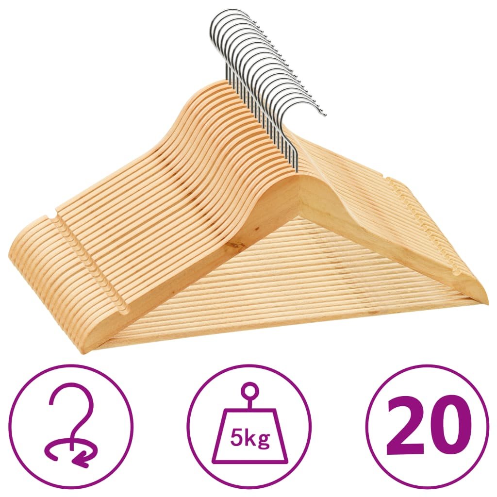 vidaXL Cintres antidérapants 20 pcs Bois dur