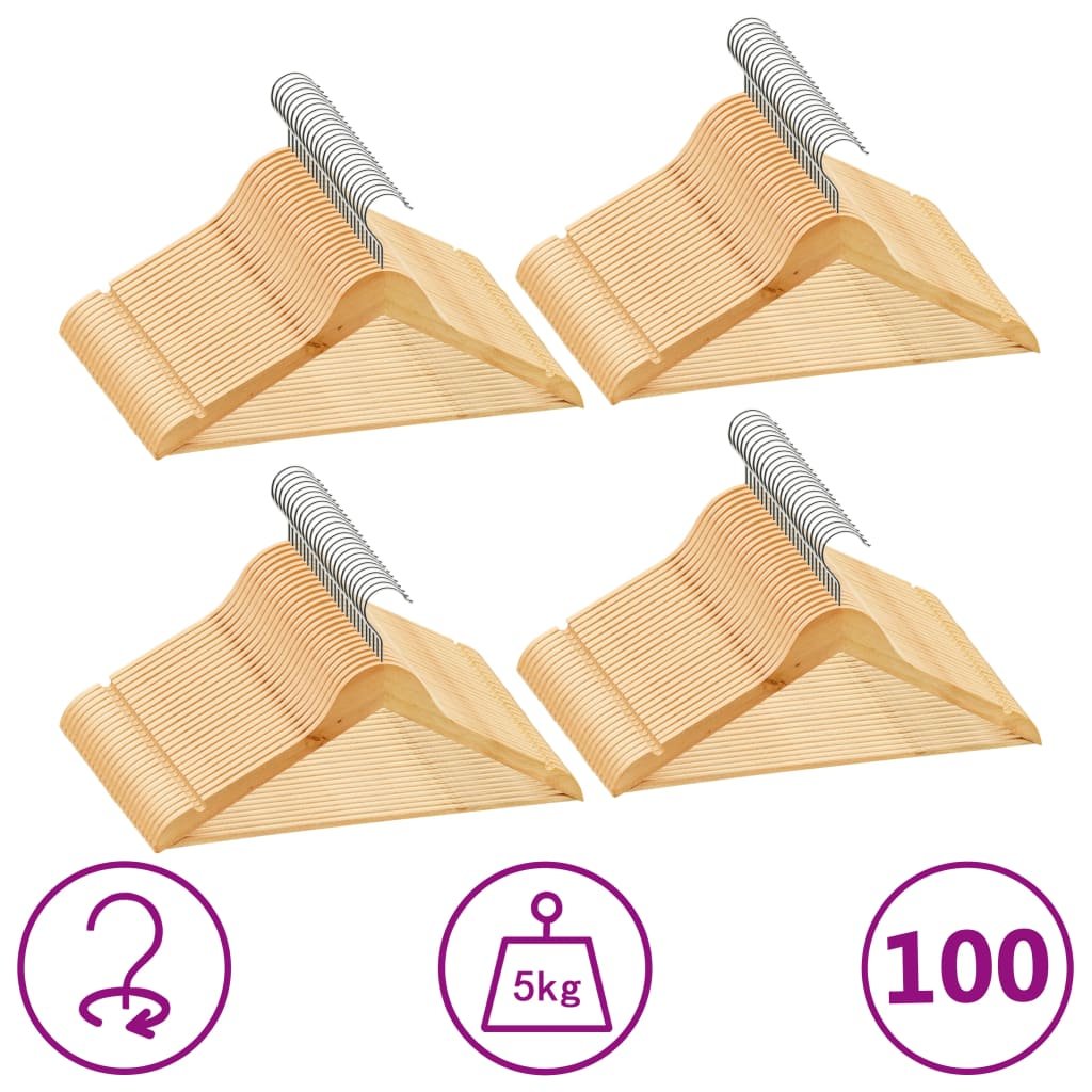 vidaXL Cintres antidérapants 100 pcs Bois dur