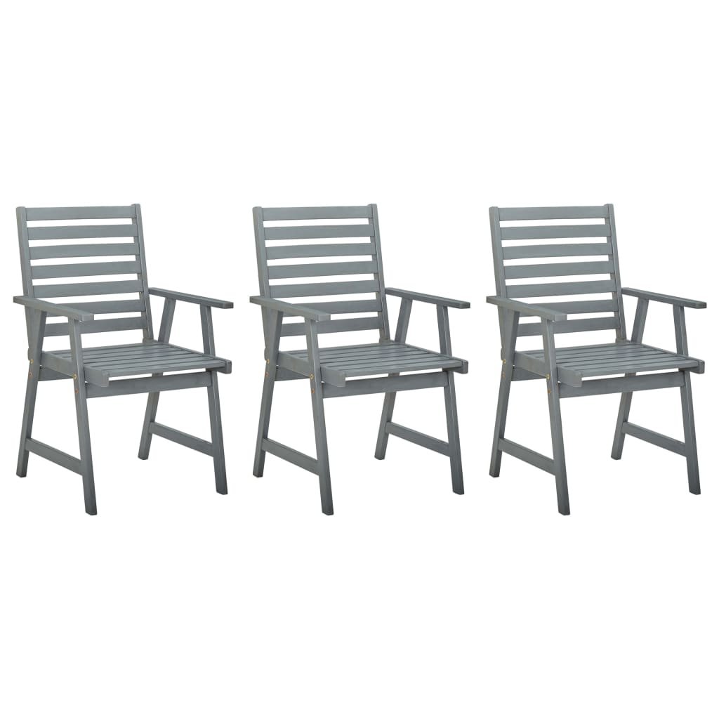 vidaXL Chaises à manger d’extérieur lot de 3 Gris Bois d’acacia