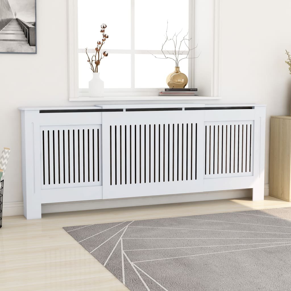 vidaXL Cache-radiateur MDF Blanc 205 cm