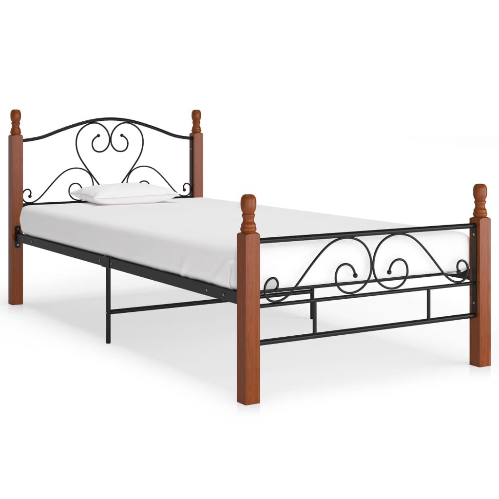 vidaXL Cadre de lit sans matelas noir métal 90×200 cm