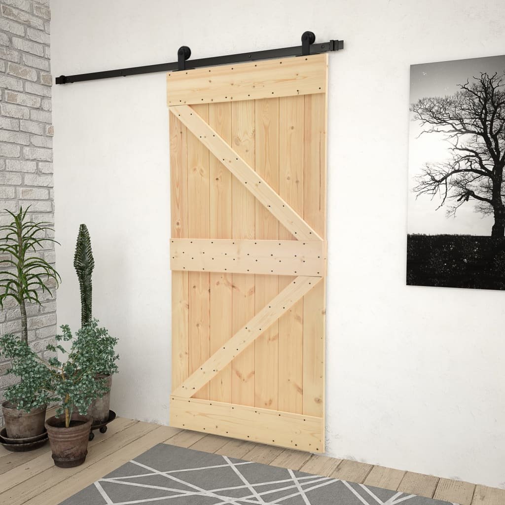 vidaXL Porte coulissante avec kit de quincaillerie 90x210cm Pin massif