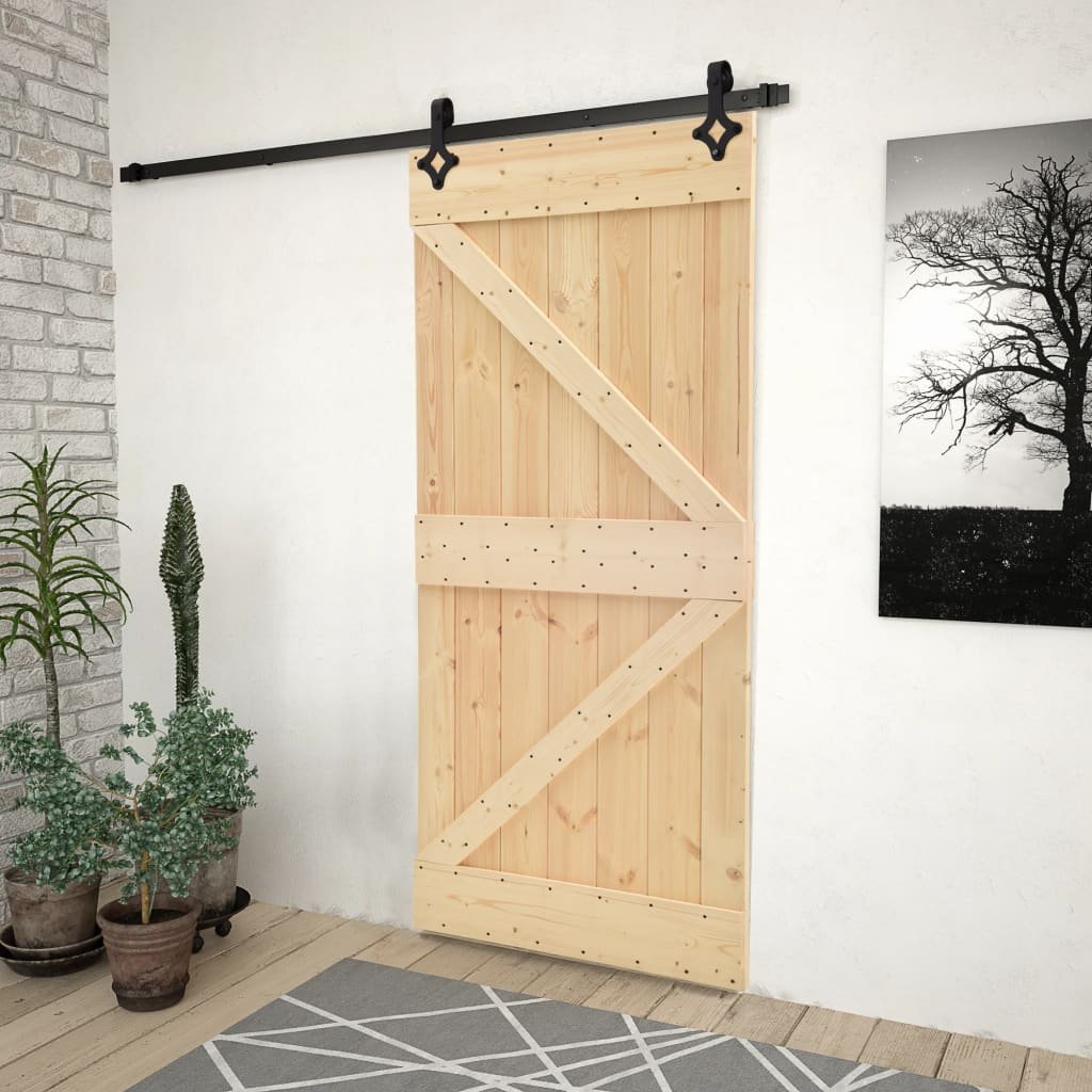 vidaXL Porte coulissante et kit de quincaillerie 100×210 cm Pin massif