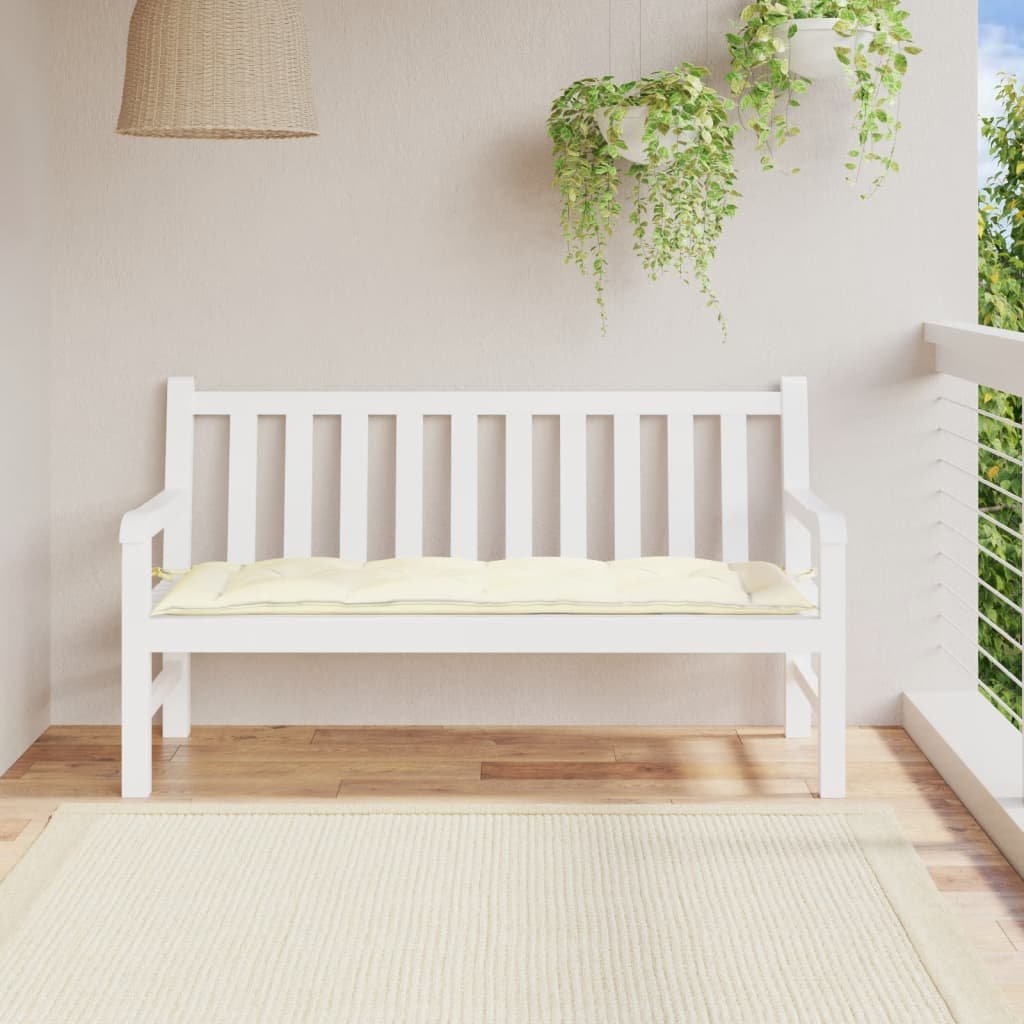 vidaXL Coussin de banc de jardin blanc crème 150x50x7 cm tissu oxford